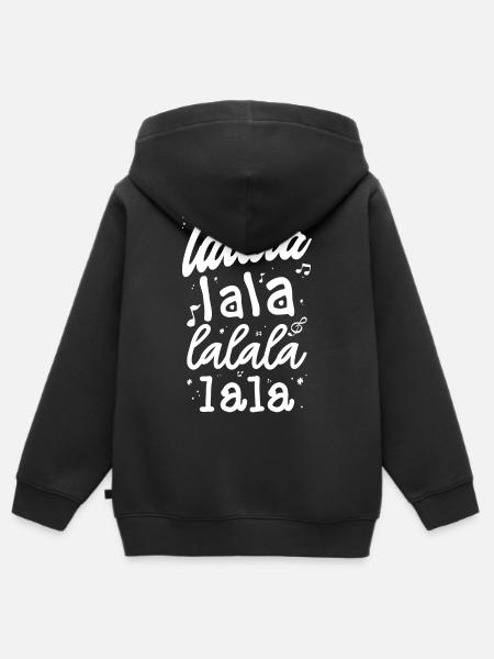 LaLa La Pattern Musical Script Tee - Sweat Premium à capuche zippé enfant bio - noir