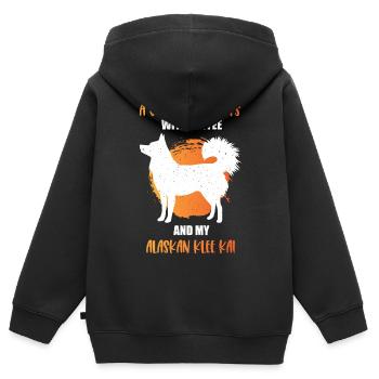 Alaskan Klee Kai - Kinder Premium Organic Zip Hoodie - Schwarz - Hinten - AI Model Kid Male (0cm)