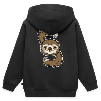 Säugetier Tier Faultier Urwaldbewohner Dschungel - Kinder Premium Organic Zip Hoodie - Schwarz - Hinten - AI Model Kid Male (0cm)