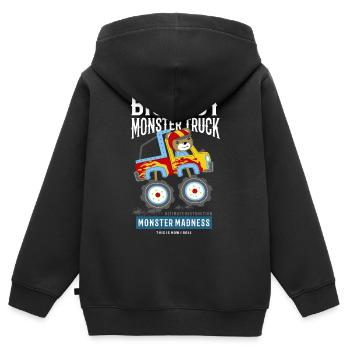 Bigfoot Monster Truck Abenteuer Kinderdesign - Kinder Premium Organic Zip Hoodie - Schwarz - Hinten - AI Model Kid Male (0cm)