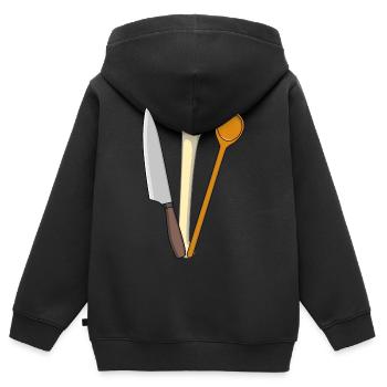 Fleisch Küche Kochlöffel Knochen Küchenmesser - Kinder Premium Organic Zip Hoodie - Schwarz - Hinten - AI Model Kid Male (0cm)