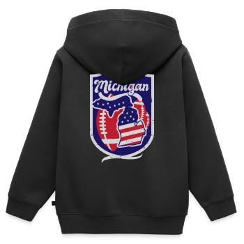 Michigan Football - Kinder Premium Organic Zip Hoodie - Schwarz - Hinten - AI Model Kid Male (0cm)