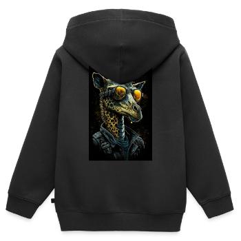 Cool Punk Giraffe - Kids Premium Organic Zip-up Hoodie - black - Back - AI Model Kid Male (0cm)