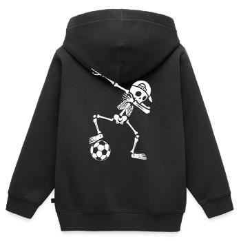Fußballer Dabbing Skelett Jungen Fußballspieler - Kinder Premium Organic Zip Hoodie - Schwarz - Hinten - AI Model Kid Male (0cm)