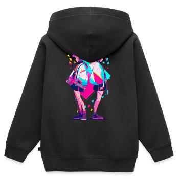 Anime Aesthetics Headphones Twins - Kinder Premium Organic Zip Hoodie - Schwarz - Hinten - AI Model Kid Male (0cm)