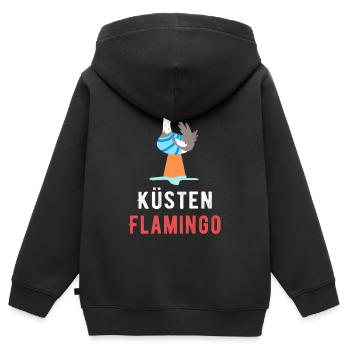 Küsten Flamingo - Kinder Premium Organic Zip Hoodie - Schwarz - Hinten - AI Model Kid Male (0cm)