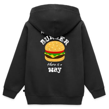 Hamburger à hamburger - Sweat Premium à capuche zippé enfant bio - noir - Dos - AI Model Kid Male (0cm)