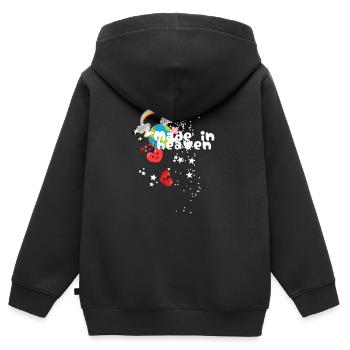 Arc-en-ciel, Terre, Étoiles, Espace, Ciel - Sweat Premium à capuche zippé enfant bio - noir - Dos - AI Model Kid Male (0cm)