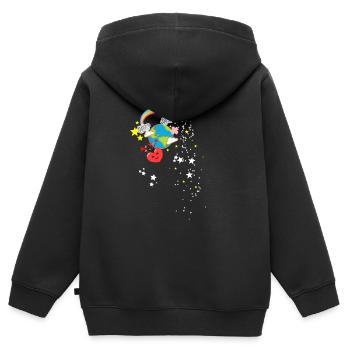 Arc-en-ciel, Terre, Étoiles, Espace, Ciel - Sweat Premium à capuche zippé enfant bio - noir - Dos - AI Model Kid Male (0cm)