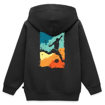 Fußball Spieler Farbexplosion Schuss retro vintage - Kinder Premium Organic Zip Hoodie - Schwarz - Hinten - AI Model Kid Male (0cm)