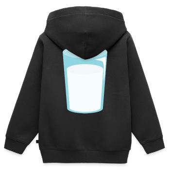 Verre de lait - Sweat Premium à capuche zippé enfant bio - noir - Dos - AI Model Kid Male (0cm)