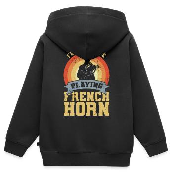 Lustiger Waldhornist Witz - Kinder Premium Organic Zip Hoodie - Schwarz - Hinten - AI Model Kid Male (0cm)