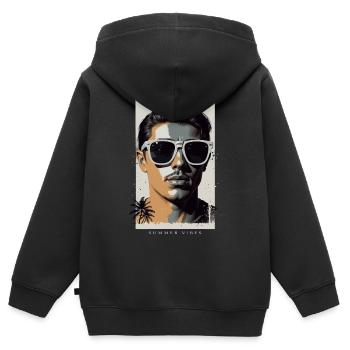 Hipsters cool - Sweat Premium à capuche zippé enfant bio - noir - Dos - AI Model Kid Male (0cm)