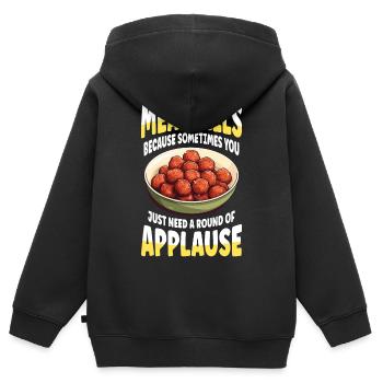 Boulettes de viande, vous avez juste besoin d’une salve d’applaudissements - Sweat Premium à capuche zippé enfant bio - noir - Dos - AI Model Kid Male (0cm)