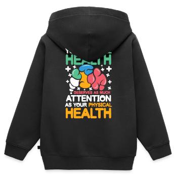Mental Health Deserves Your Physical Health - Kinder Premium Organic Zip Hoodie - Schwarz - Hinten - AI Model Kid Male (0cm)