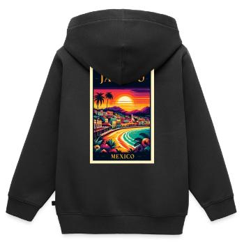 Jalisco Mexiko Sonnenuntergang Design - Kinder Premium Organic Zip Hoodie - Schwarz - Hinten - AI Model Kid Male (0cm)