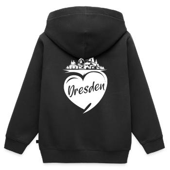 Dresden Liebe Frauenkirche Herz Stadt Symbol Logo - Kinder Premium Organic Zip Hoodie - Schwarz - Hinten - AI Model Kid Male (0cm)