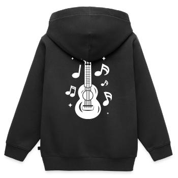 Ukulélé - Sweat Premium à capuche zippé enfant bio - noir - Dos - AI Model Kid Male (0cm)