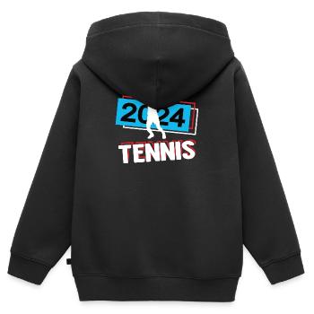 Tennis 2024 Tennisspiel Tennisspieler Turnier - Kinder Premium Organic Zip Hoodie - Schwarz - Hinten - AI Model Kid Male (0cm)