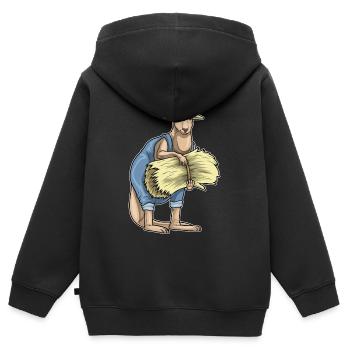 Känguru Landwirt Stroh Bauernhof - Kinder Premium Organic Zip Hoodie - Schwarz - Hinten - AI Model Kid Male (0cm)