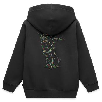 Bunter Neonhase mit Karotten - Kinder Premium Organic Zip Hoodie - Schwarz - Hinten - AI Model Kid Male (0cm)