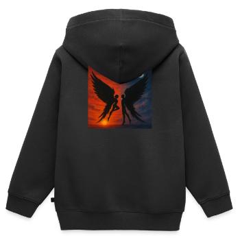 Engelbild /Spirit-Soul Kollektion - Kinder Premium Organic Zip Hoodie - Schwarz - Hinten - AI Model Kid Male (0cm)