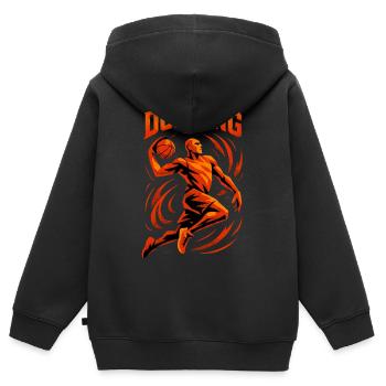 Basketball Dunk Throw Player Dunking Gift - Kids Premium Organic Zip-up Hoodie - black - Back - AI Model Kid Male (0cm)