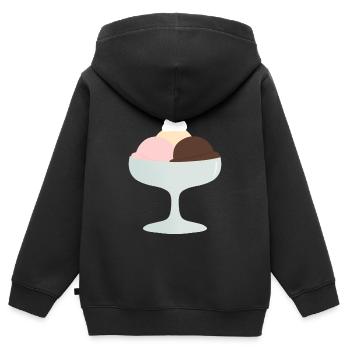 Eisbecher Trio Genuss - Kinder Premium Organic Zip Hoodie - Schwarz - Hinten - AI Model Kid Male (0cm)