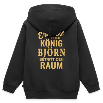Björn Geschenkidee Geburtstag lustig König - Kinder Premium Organic Zip Hoodie - Schwarz - Hinten - AI Model Kid Male (0cm)