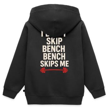 Drôle de développé couché Meme Spot Me Bro Powerlifting - Sweat Premium à capuche zippé enfant bio - noir - Dos - AI Model Kid Male (0cm)