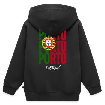 Porto Portugal, Souvenir von Porto - Kinder Premium Organic Zip Hoodie - Schwarz - Hinten - AI Model Kid Male (0cm)