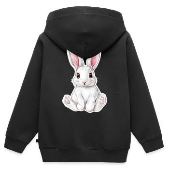 Hase - Kinder Premium Organic Zip Hoodie - Schwarz - Hinten - AI Model Kid Male (0cm)