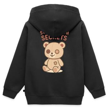 Gefüllt mit Geheimnissen Bär - Kinder Premium Organic Zip Hoodie - Schwarz - Hinten - AI Model Kid Male (0cm)