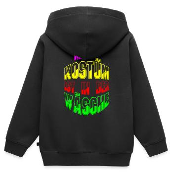 Mein Kostüm ist in der Wäsche Faschingsoutfit - Kinder Premium Organic Zip Hoodie - Schwarz - Hinten - AI Model Kid Male (0cm)