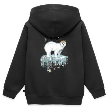 Majestätischer Eisbär mit Krone auf Eisscholle - Kinder Premium Organic Zip Hoodie - Schwarz - Hinten - AI Model Kid Male (0cm)