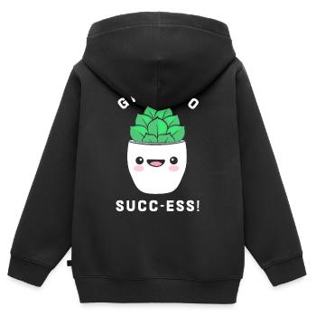 Kakteen Pflanze Kaktus - Kinder Premium Organic Zip Hoodie - Schwarz - Hinten - AI Model Kid Male (0cm)