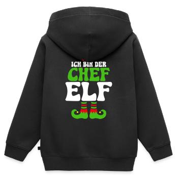 Je suis le patron onze - Sweat Premium à capuche zippé enfant bio - noir - Dos - AI Model Kid Male (0cm)