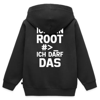 Ich bin Root – Erlaubnis frei - Kinder Premium Organic Zip Hoodie - Schwarz - Hinten - AI Model Kid Male (0cm)