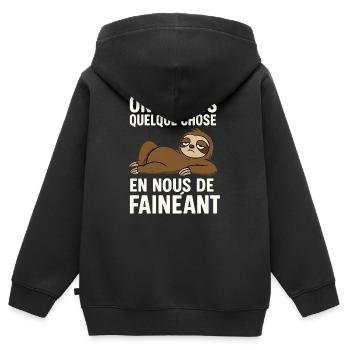 Ein bisschen Faulheit steckt in uns allen. - Kinder Premium Organic Zip Hoodie - Schwarz - Hinten - AI Model Kid Male (0cm)