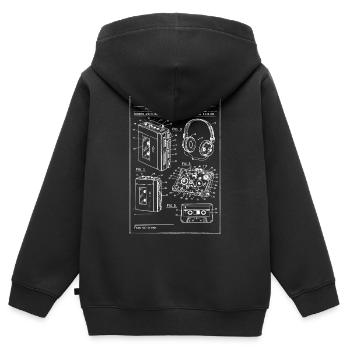 Walkman Blueprint Schematic - Kids Premium Organic Zip-up Hoodie - black - Back - AI Model Kid Male (0cm)