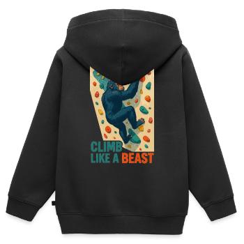 Bouldern Gorilla Klettere Biest Affe Geschenk - Kinder Premium Organic Zip Hoodie - Schwarz - Hinten - AI Model Kid Male (0cm)