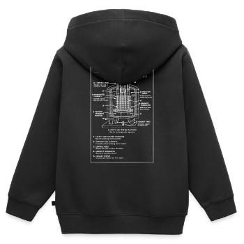 Nuclear Reactor Blueprint Diagram - Kids Premium Organic Zip-up Hoodie - black - Back - AI Model Kid Male (0cm)