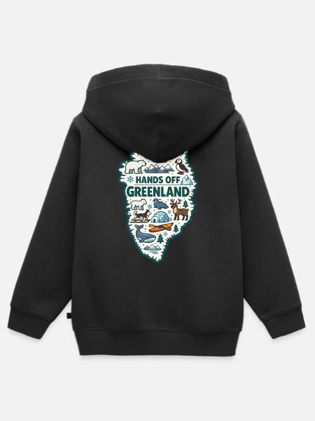 Hands Off Greenland Europa Solidarität - Premium børne zip-hættetrøje økologisk - sort