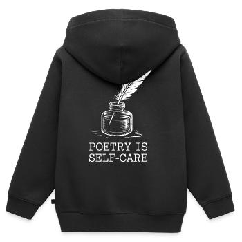Poetry as self-care - Kids Premium Organic Zip-up Hoodie - black - Back - AI Model Kid Male (0cm)