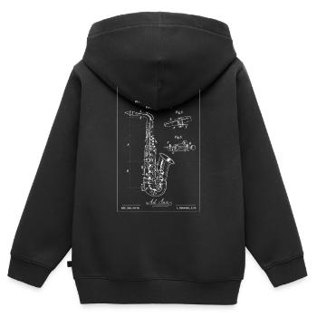 Saxophone Blueprint Vintage-Diagramm - Kinder Premium Organic Zip Hoodie - Schwarz - Hinten - AI Model Kid Male (0cm)
