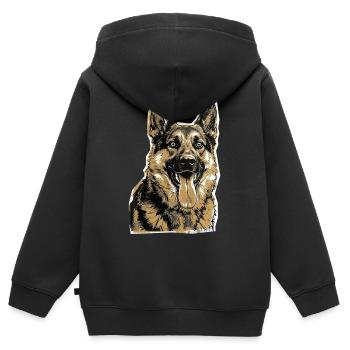 German Shepherd - Kids Premium Organic Zip-up Hoodie - black - Back - AI Model Kid Male (0cm)