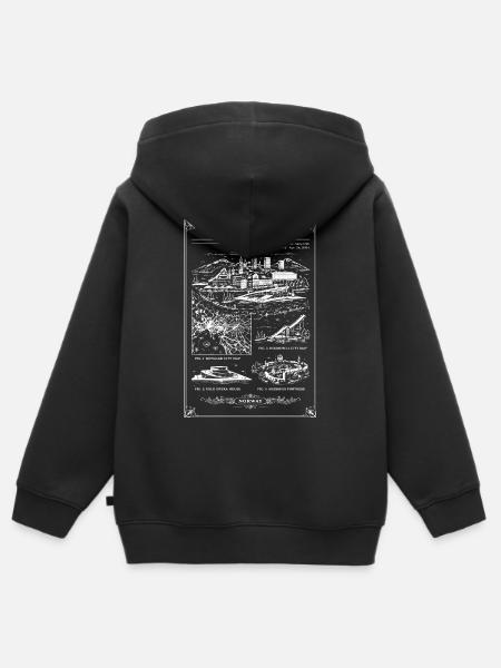 Oslo Stadt: Skyline & Hafenboote - Kinder Premium Organic Zip Hoodie - Schwarz