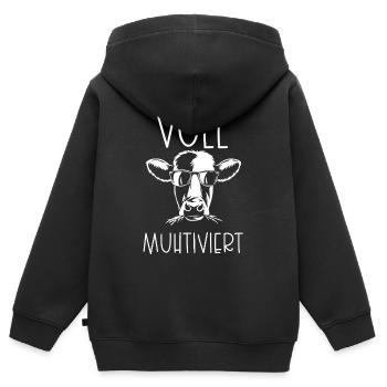 Voll Muhtiviert - Kinder Premium Organic Zip Hoodie - Schwarz - Hinten - AI Model Kid Male (0cm)