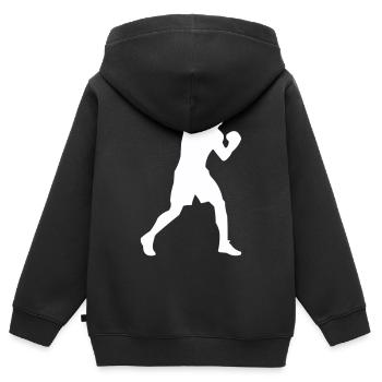 Boxer-Silhouette in Bewegung - Kinder Premium Organic Zip Hoodie - Schwarz - Hinten - AI Model Kid Male (0cm)