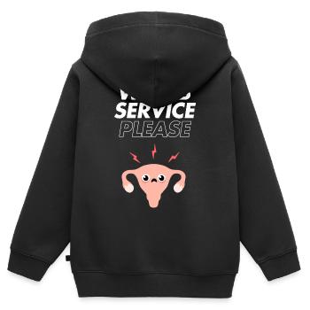 Womb Service Please – Funny Uterus Cartoon - Kids Premium Organic Zip-up Hoodie - black - Back - AI Model Kid Male (0cm)